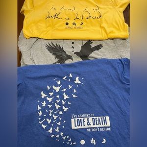 Lot of 3 Dermot Kennedy lyric t-shirts. Tri-blend unisex shirt size L